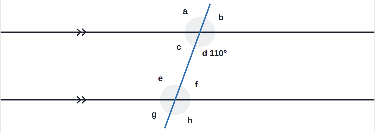 Two parallel lines. d = 110^\circ.