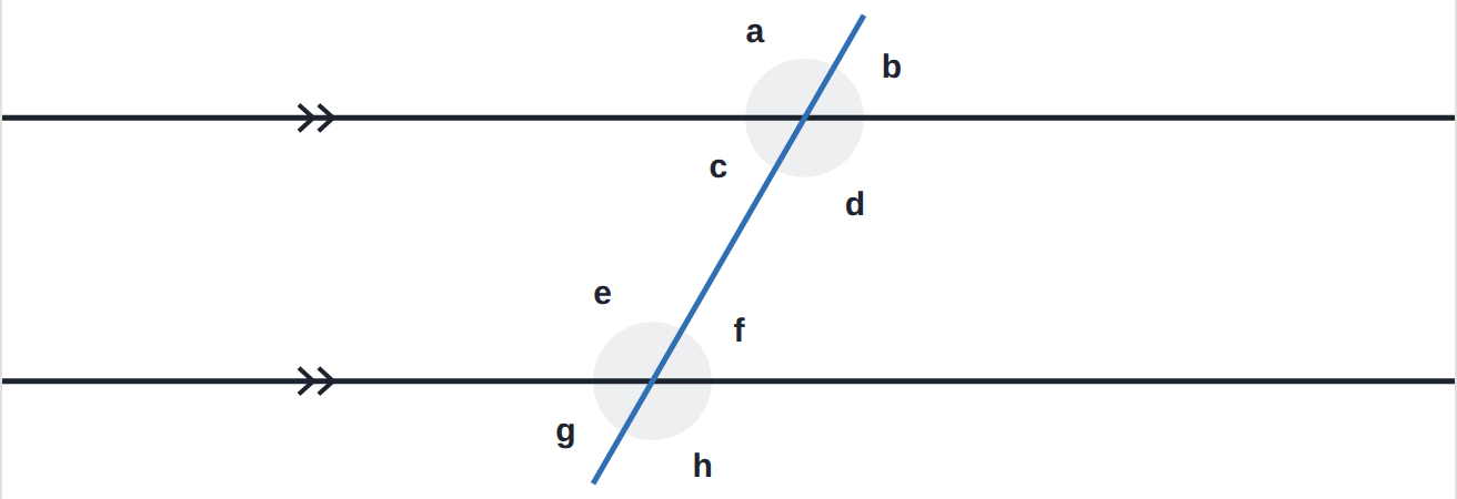 The angles a to h.