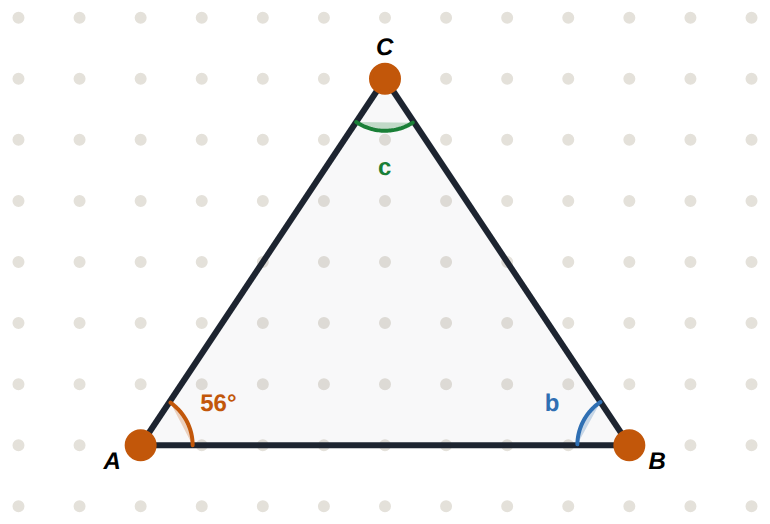 CA = CB (isosceles). a = 56^\circ.