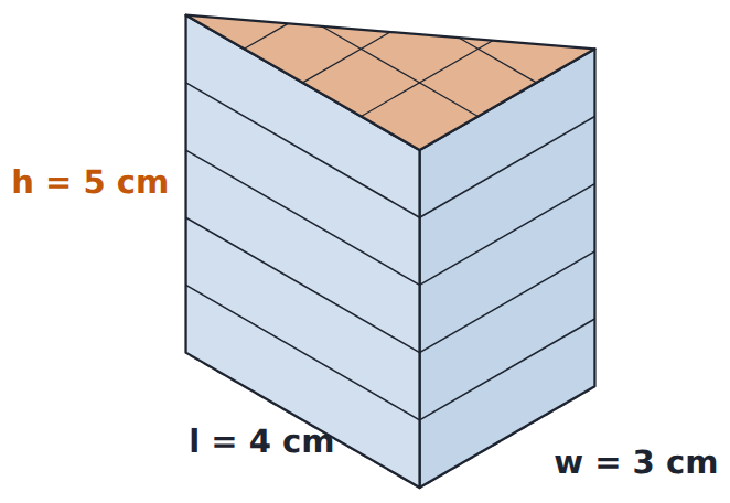A triangular prism, half of a 4 by 3 box, 5 layers high
