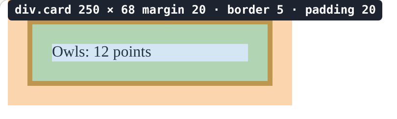 The page this code makes, with the Box model view on