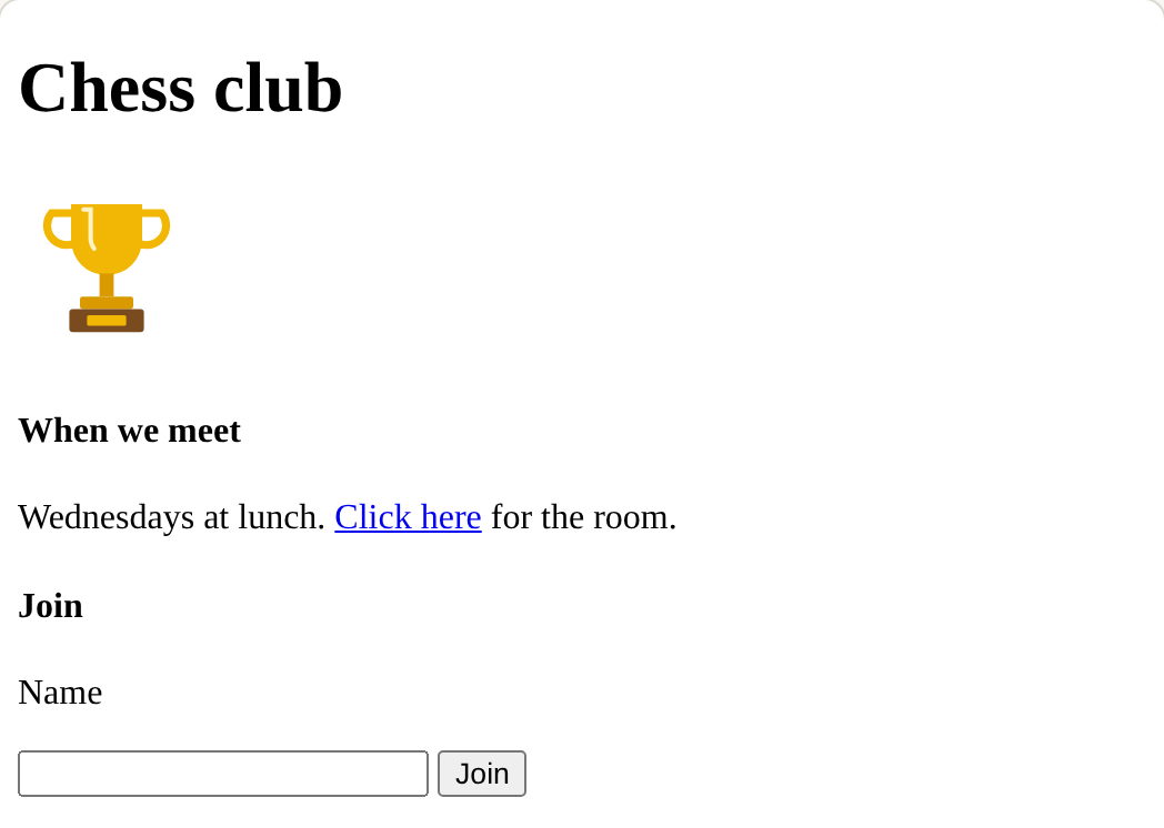 The page this code makes